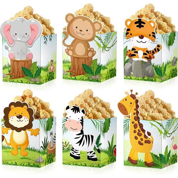 12 piezas Caja de regalo con estampado de animales, Navidad