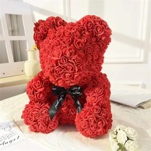Artificial Flowers 25cm Rose Bear Girlfriend Anniversary Christmas Valentine's Day Gift Birthday Present For Wedding Party - Red - View 9