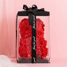 Artificial Flowers 25cm Rose Bear Girlfriend Anniversary Christmas Valentine's Day Gift Birthday Present For Wedding Party - Red - View 8