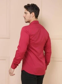 Men Shirts - Burgundy - View 4