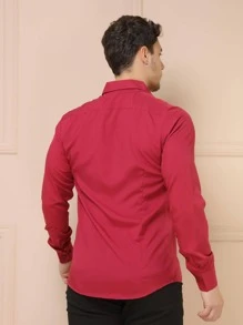 Men Shirts - Burgundy - View 3