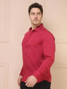 Men Shirts - Burgundy - View 5