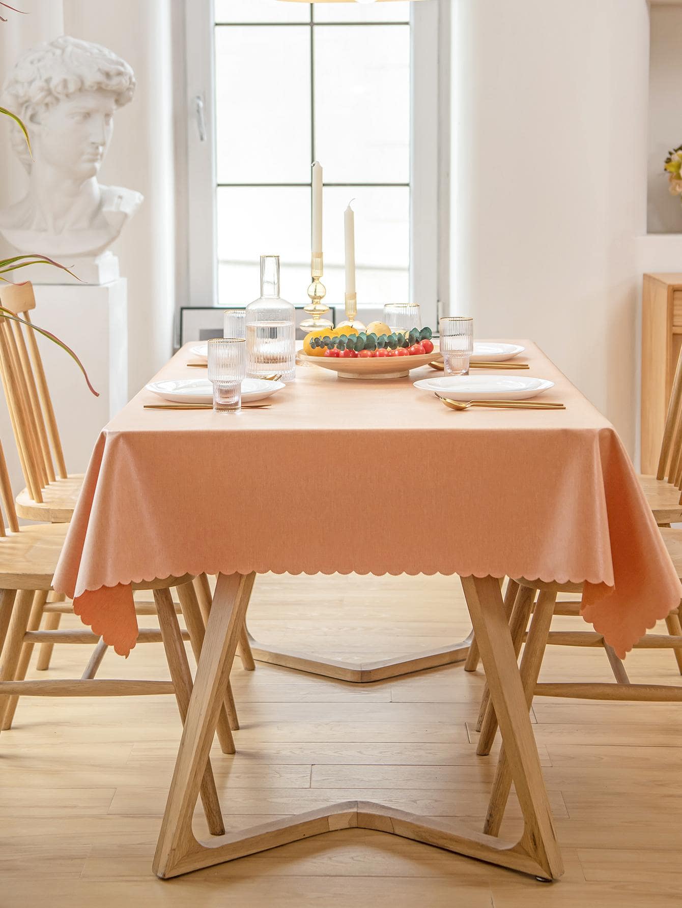 1 khăn trải bàn chống thấm nước và dầu, khăn trải bàn hình vuông cho nhà hàng, khăn trải bàn hình chữ nhật phủ TPU chống bẩn màu trơn dùng cho bàn ăn/bàn làm việc - trái cam - Xem 1