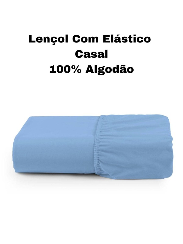 Lençol Avulso Com Elástico Para Cama Casal Padrão Colcha Capa Protetora Confortável 100% Algodão Percal 180 Fios Forro 190 x 140cm