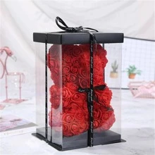 Artificial Flowers 25cm Rose Bear Girlfriend Anniversary Christmas Valentine's Day Gift Birthday Present For Wedding Party - Red - View 6