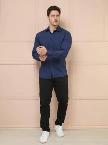 Men Shirts - Navy Blue - View 2