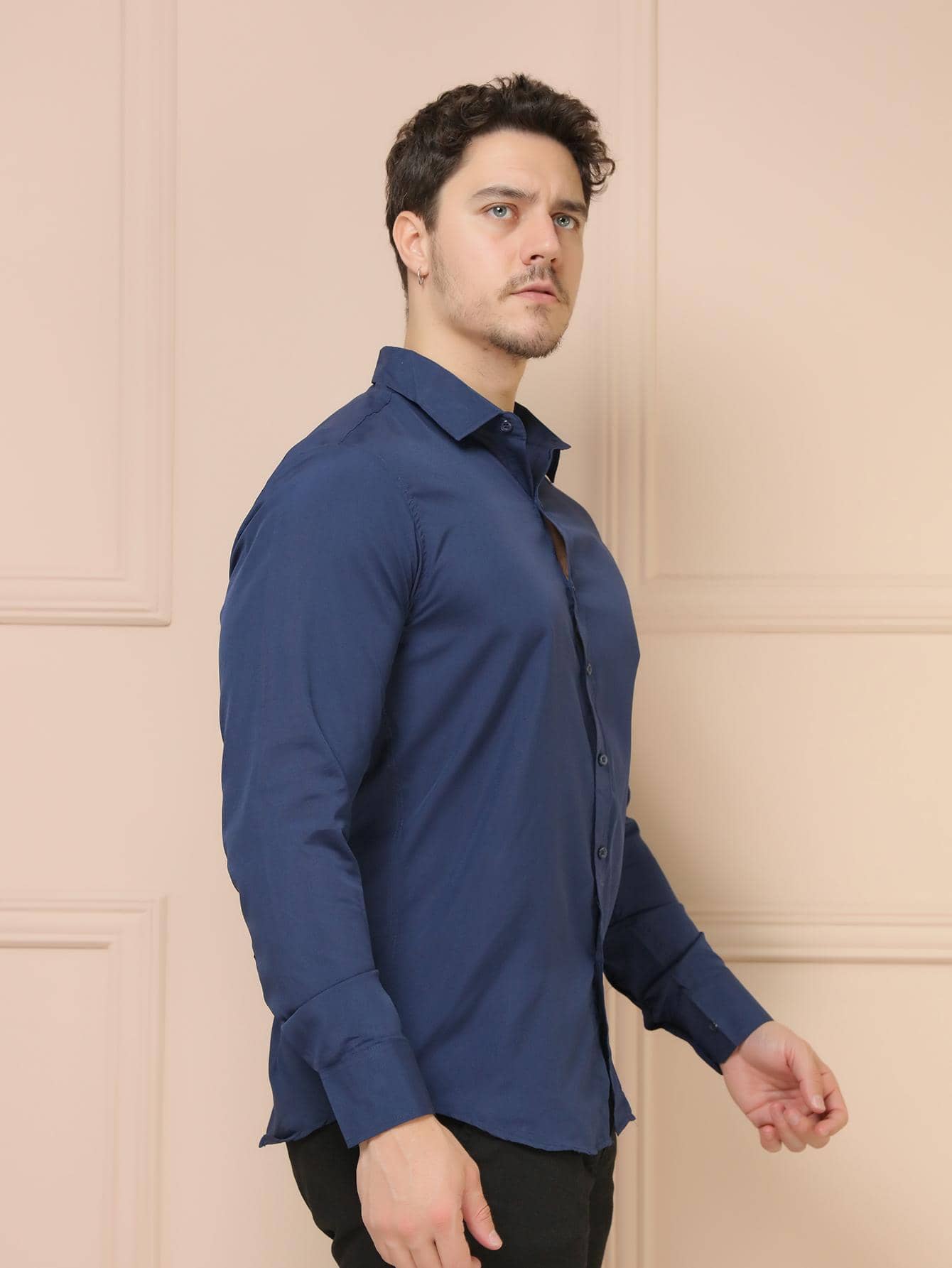 Men Shirts - Navy Blue - View 1