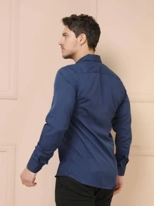 Men Shirts - Navy Blue - View 4
