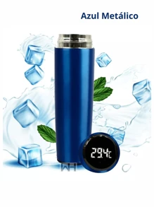 Termo Inteligente Digital, Pantalla Led Táctil, Temperatura y Tapa Hermética, Multicolor, 500 ML - azul real - Ver 1
