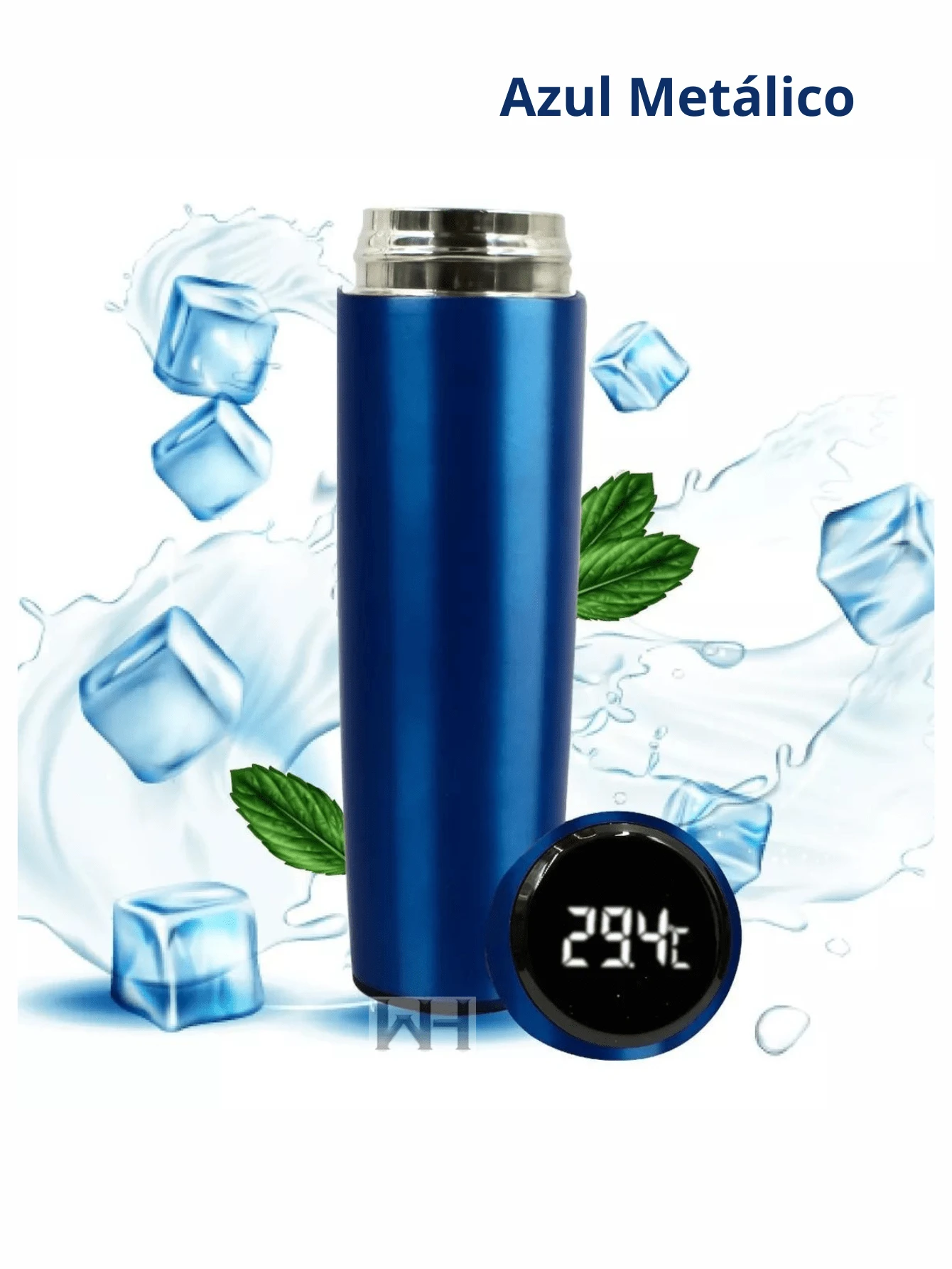 Termo Inteligente Digital, Pantalla Led Táctil, Temperatura y Tapa Hermética, Multicolor, 500 ML - azul real - Ver 1
