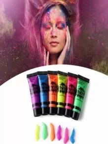 12 Pintura Neon Luminoso Luz Uv  Body Paint Cuerpo Cara - Azul - Ver 2