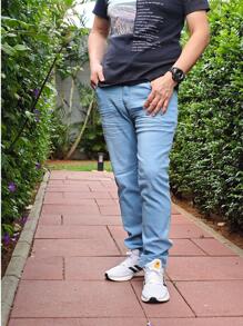 Men Pants - Light Wash - View 1