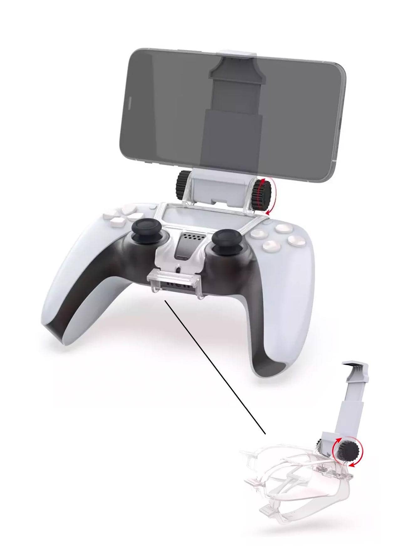 Clip Control de Consola PS5 con Soporte para Celular Holder - transparente - Ver 1