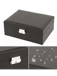 Joyero Organizador de Piel Alhajero 2 Niveles - Negro - Ver 5