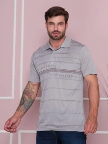 Men Polo Shirts - 淺灰色 - 查看 4