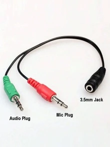 Cable Divisor Adaptador Jack 3.5mm Micrófono Audífono - Negro - Ver 2