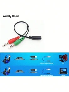 Cable Divisor Adaptador Jack 3.5mm Micrófono Audífono - Negro - Ver 3