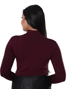 Cacharrel Second Skin Blouse High Neck Long Sleeve - Màu Đỏ Sâu - Xem 2