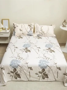 1 Tấm Họa Tiết Hoa, Vải Hiện Đại Thân Thiện Với Làn Da & Ga Giường Mềm Mại Cho Phòng Ngủ - Nhiều màu - Xem 1