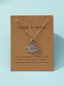 Collar con colgante con diamante de imitación planeta - Rosa - Ver 1