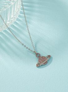 Collar con colgante con diamante de imitación planeta - Rosa - Ver 3