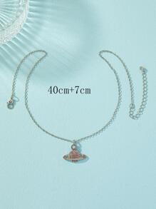 Collar con colgante con diamante de imitación planeta - Rosa - Ver 2