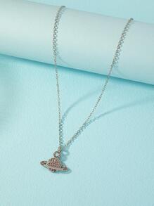 Collar con colgante con diamante de imitación planeta - Rosa - Ver 4