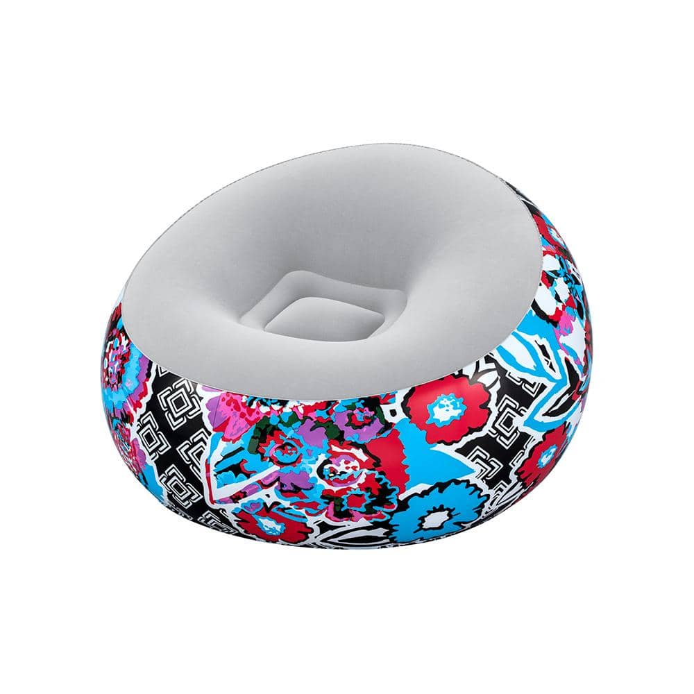 Sillón Inflable Silla Aterciopelada Puff de Aire Diseño Floral - Multicolor - Ver 1