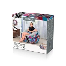 Sillón Inflable Silla Aterciopelada Puff de Aire Diseño Floral - Multicolor - Ver 4