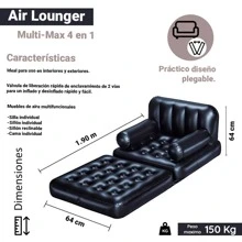 Sillon Inflable Sofá Hinchable de aire Cama Plegable Multiusos 4 En 1 Bestway - Negro - Ver 3