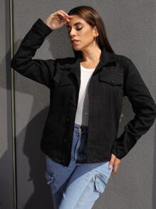 Women Denim Jackets & Coats - màu đen - Xem 1