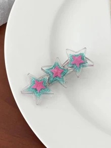 1入組女性星形裝飾Y2K鴨嘴夾適用於頭髮裝飾用品