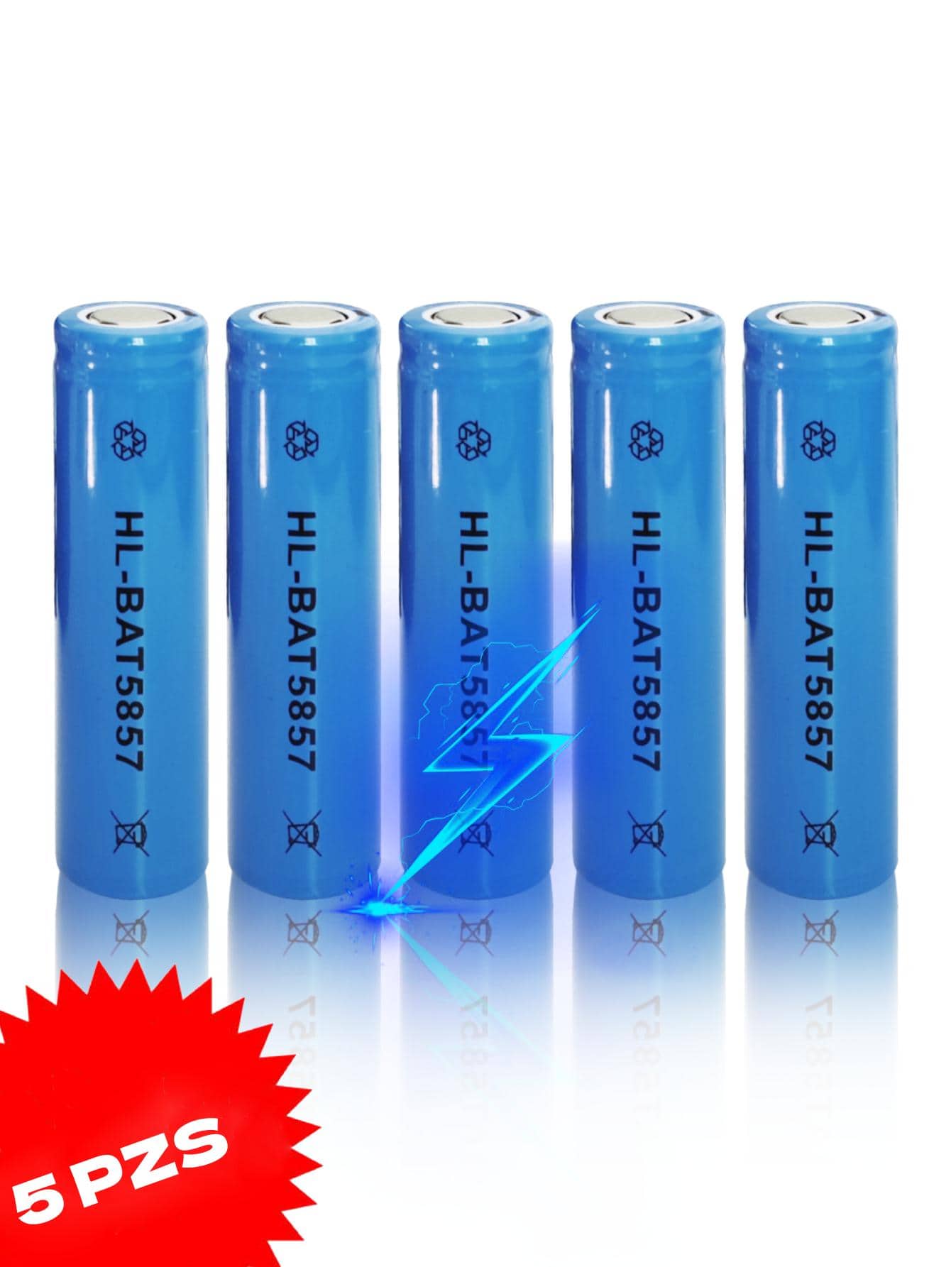 5 Pza Bateria Recargable 18650 3.7V Pilas Recargable Multifuncional - Azul - Ver 1