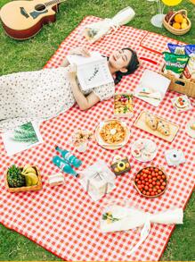 1入組聚酰胺野餐現代雙色格子野餐毯適用於戶外 - 黃色 - 查看 3