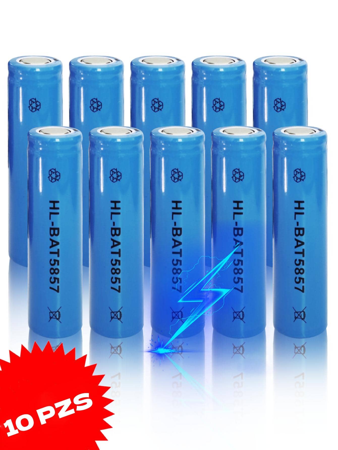 10 Pza Rechargeable Battery 18650 3.7V Multifunctional Rechargeable Batteries - Blue - View 1