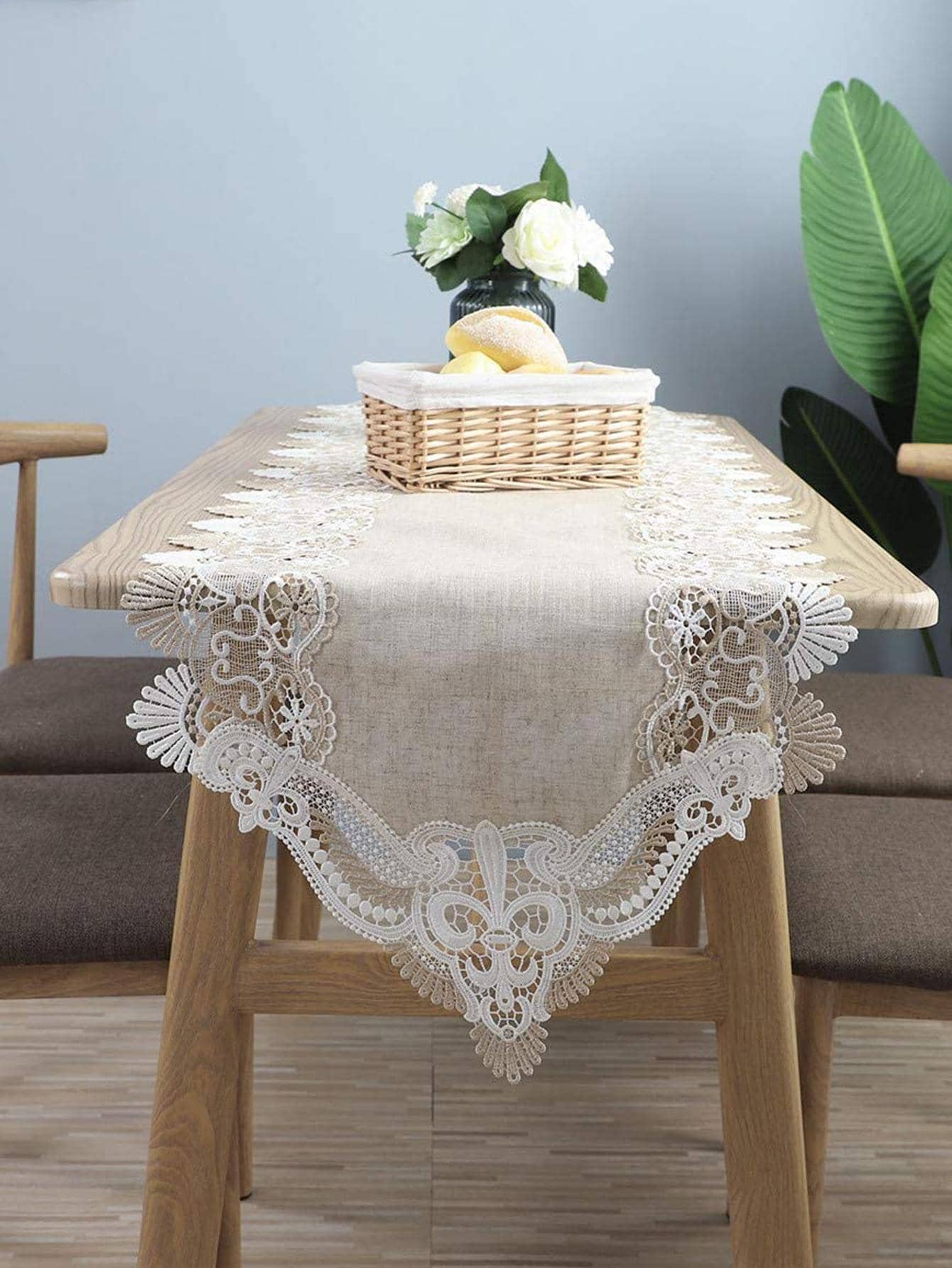 1 Polyester Bàn Á Hậu Phong Cách Châu Âu Thêu Hoa Bàn Bếp Á Quân Cho Phòng Ăn - Cà phê nâu - Xem 1