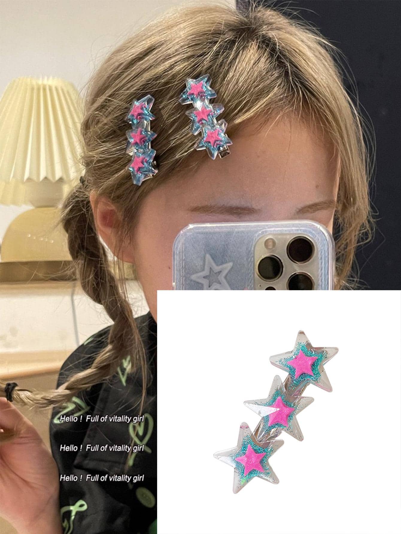 1入組女性星形裝飾Y2K鴨嘴夾適用於頭髮裝飾用品