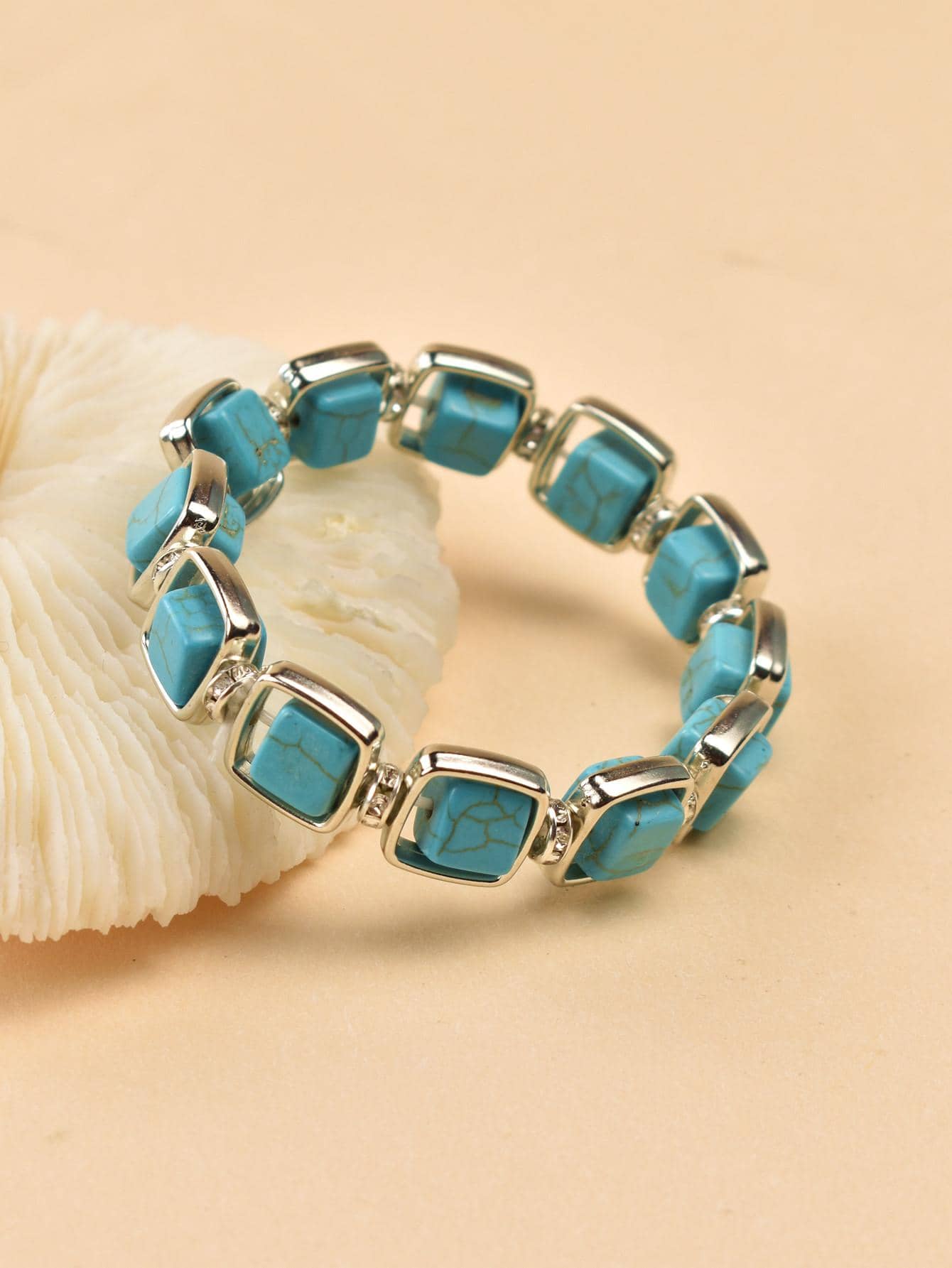 Pulsera con cuenta con diseño de turquesa - Azul - Ver 1