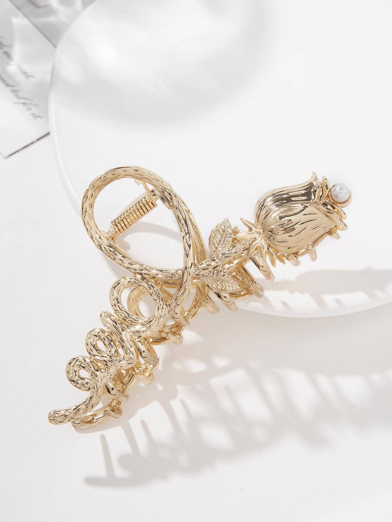 1pc Rose Flower Love Metal Hair Claw Clip For Women's Hairstyling And