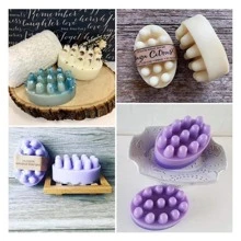 Molde de silicona de 4 cavidades para artesanía de jabón orgánico artesanal, glicerina, spa y masaje - Gris - Ver 2