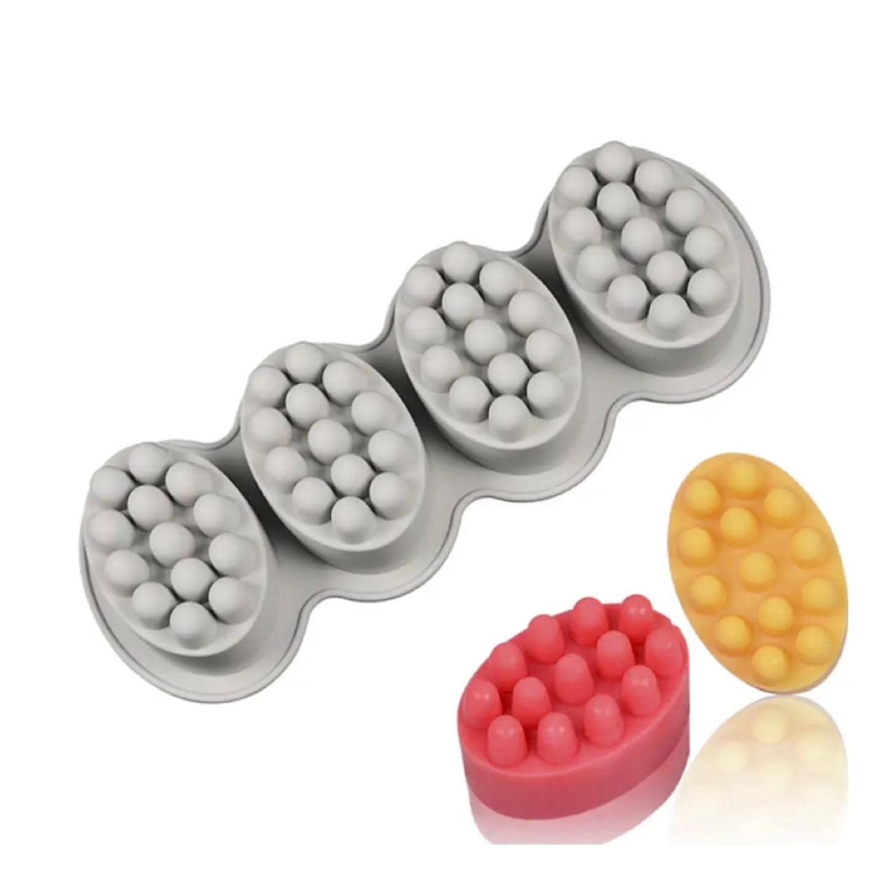 Molde de silicona de 4 cavidades para artesanía de jabón orgánico artesanal, glicerina, spa y masaje - Gris - Ver 1