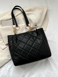 Túi tote đeo vai nhiều màu màu trắng có công suất lớn thông thường thời trang mới dành cho nữ - màu đen - Xem 8