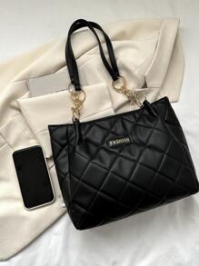 Túi tote đeo vai nhiều màu màu trắng có công suất lớn thông thường thời trang mới dành cho nữ - màu đen - Xem 6