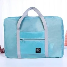 可折疊大容量旅行收纳包輕便多行李袋手提包帶拉鍊大容量便攜旅行收納袋輕便可折疊拉鍊行李袋飛機包適合旅行 - 淺藍色 - 查看 6