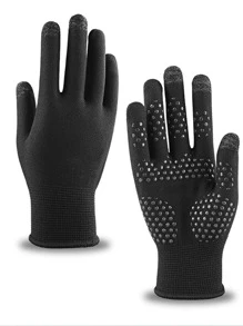 1副夏季防曬手套，戶外防紫外線駕駛，防滑觸屏騎行 - 黑色 - 查看 4