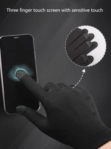 1副夏季防曬手套，戶外防紫外線駕駛，防滑觸屏騎行 - 黑色 - 查看 5