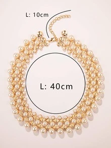 Halsband i konstpärlor - Metallsvart - Visa 5