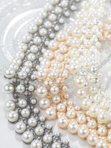 Halsband i konstpärlor - Metallsvart - Visa 4