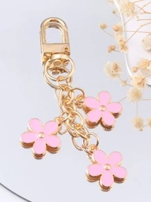 花朵掛飾鑰匙扣/錢包吊墜 - 粉色 - 查看 2