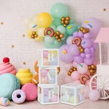1Set Balloon box, Baby Box One Box With Letters Clear Balloon Box Blocks for Baby Shower and Birthday Party - White - View 3